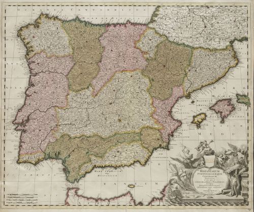 GERARD VALK, "Nuevo Mapa de la Corona de España", c. 1702,