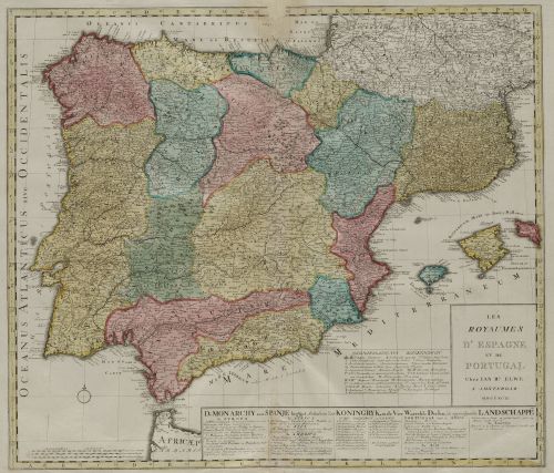 JAN BAREND ELWE, "Mapa de Los Reinos de España y Portugal",