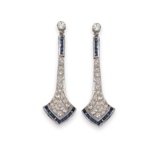 PENDIENTES PLATINO DIAMANTES Y ZAFIROS