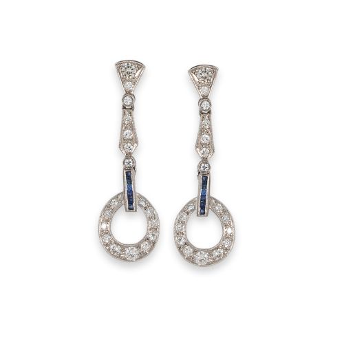 PENDIENTES DE PLATINO Y DIAMANTES