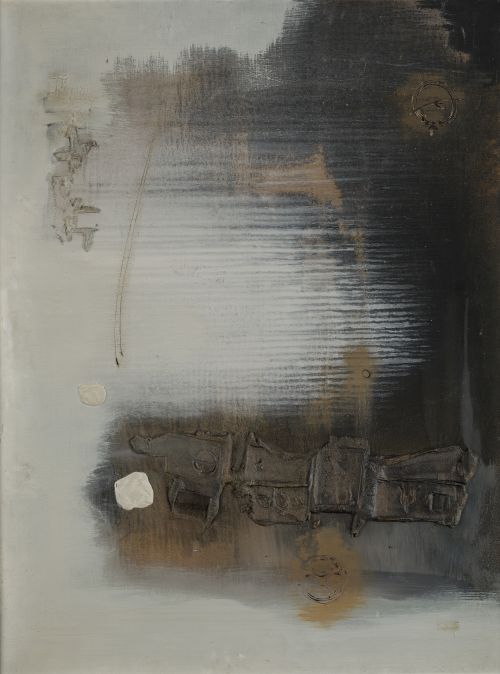 DIMITRI PERDIKIDIS, "Composición ocre", Técnica mixta sobre