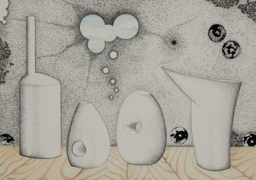 LUIS  PANIEGO, "A vidrio y barro", 2019, Tinta china y lapi