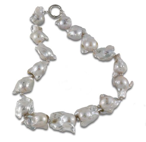COLLAR PERLAS BARROCAS AGUA DULCE Y PLATA