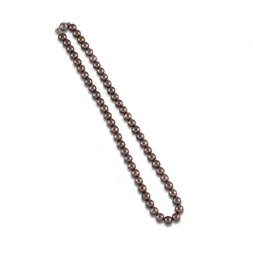 COLLAR DE PERLAS GRISES DE AGUA DULCE CON CIERRE METAL