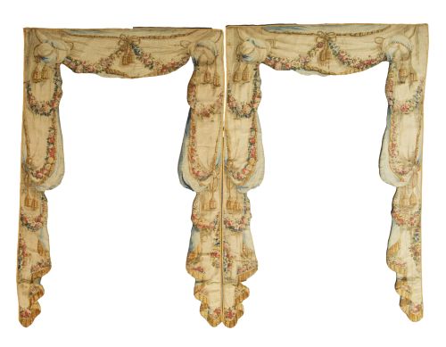Pareja fragmentos de tapiz francés Aubusson, S. XVIII