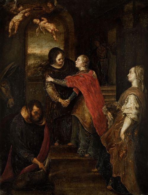 SEGUIDOR DE PIETER PAUL RUBENS, "La Visitación", Óleo sobre