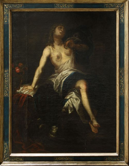 ESCUELA ESPAÑOLA, "Muerte de Cleopatra", Óleo sobre lienzo