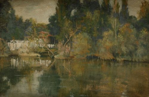 ESCUELA ESPAÑOLA Fles. S. XIX - Ppios. S. XX, "Paisaje con
