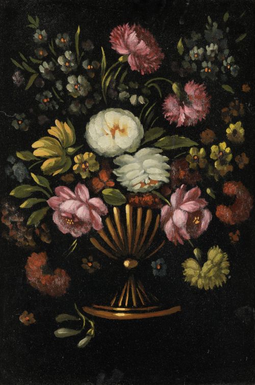  ESCUELA ESPAÑOLA, "Jarrón con flores", Óleo sobre tablex