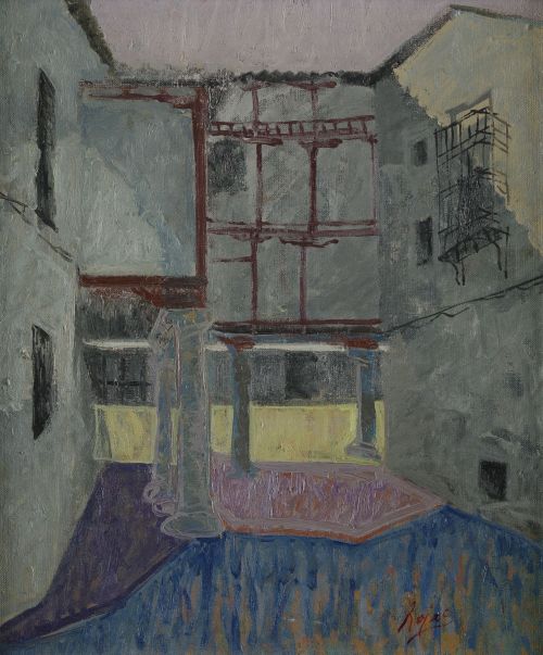 MANUEL ROJAS, "Soportales", Óleo sobre lienzo