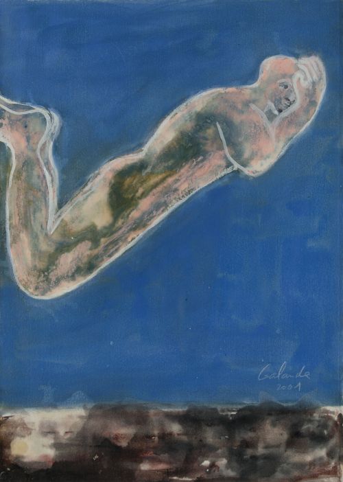 MIGUEL  GALANDA, "Bañista", 2001, Técnica mixta sobre papel