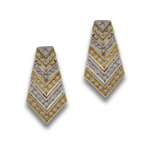PENDIENTES DE ORO BICOLOR Y DIAMANTES
