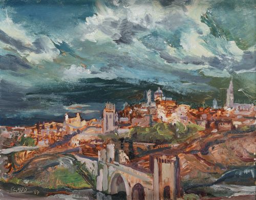 JAVIER CLAVO, “Toledo”, 1984, Óleo sobre tablex