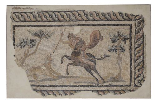 "Caza del león", mosaico, Roma, S.III d.C
