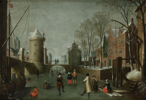 CÍRCULO DE SEBASTIAN  VRANCX, "Paisaje invernal con patinad