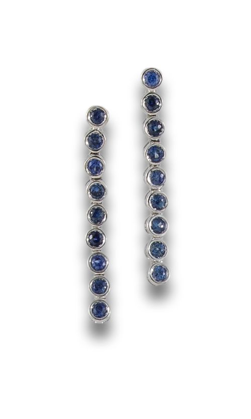 PENDIENTES LARGOS DE ORO Y ZAFIROS