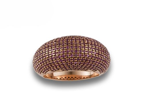 SORTIJA DE ORO ROSA CON ZAFIROS ROSAS