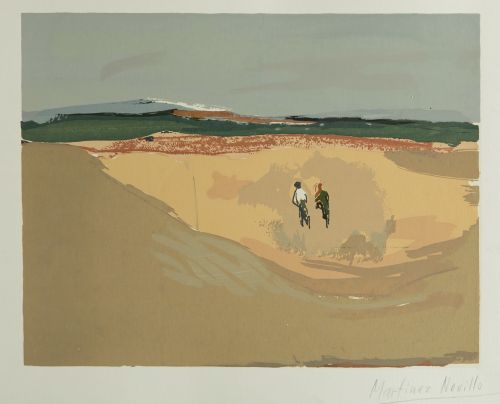 CIRILO MARTÍNEZ NOVILLO, "Paisaje junto a la costa con dos