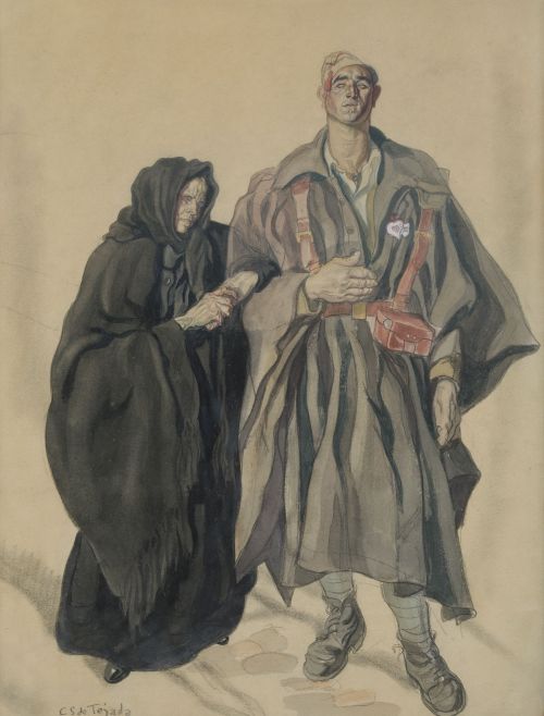 CARLOS SAENZ DE TEJADA, "Soldado junto a su madre desconsol