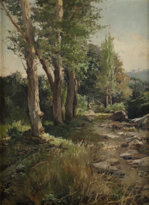 FRANCISCO GIMENO ARASA, "Paisaje", 1889, Óleo sobre lienzo