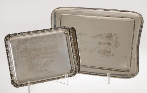 Dos bandejas de plata contrastada, ley 916, España, med.S.X