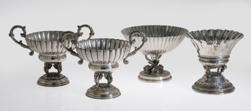 Pareja de centros de plata contrastada, ley 916, España, S.