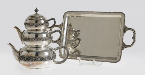 Juego de té de plata contrastada, España, S.XX