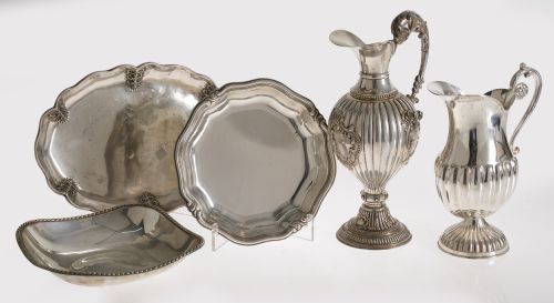 Tres centros de mesa de plata contrastada, S.XX
