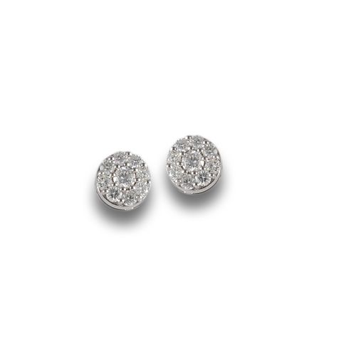 PENDIENTES ROSETON DE ORO BLANCO CON DIAMANTES
