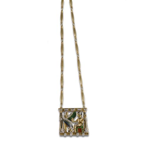 COLLAR DE ORO CON DIAMANTES Y ESMALTES