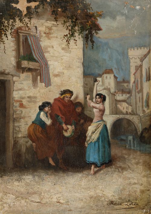 ANDREA  LORCA, "Zíngara bailando y tocando la pandereta" /