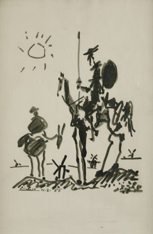 PABLO RUIZ PICASSO (DESPUES), "Don Quijote y Sancho", Litog
