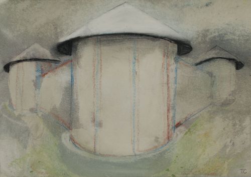 TOM  CARR, "Muralla", Técnica mixta sobre papel