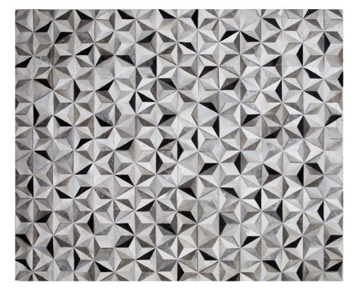 Alfombra de patchwork de piel con motivos geométricos en to