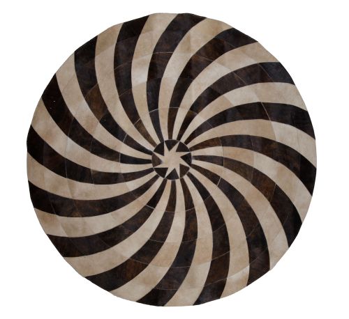 Alfombra circular de diseño de piel en tonos marrones y bei