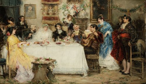 JUAN PABLO SALINAS TERUEL, "Banquete de bodas", Óleo sobre