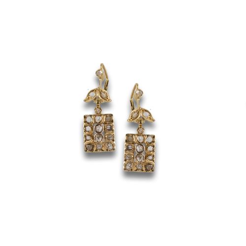 PENDIENTES ANTIGUOS DE ORO Y DIAMANTES