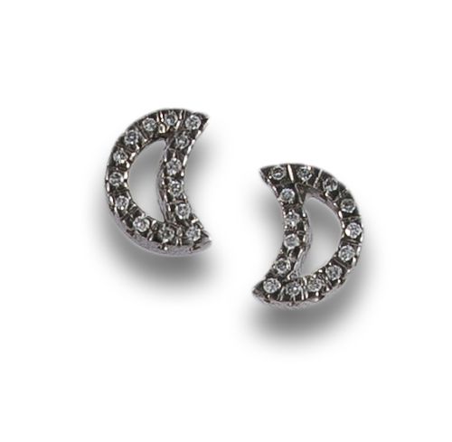 PENDIENTES MEDIA LUNA DE ORO Y DIAMANTES.