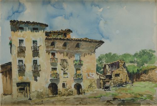 JOSÉ UNTURBE, "Casona", 1973, Acuarela sobre papel