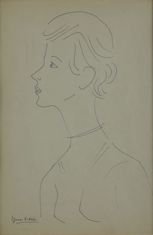 IGNASI VIDAL, "Retrato de niño", Tintas sobre papel
