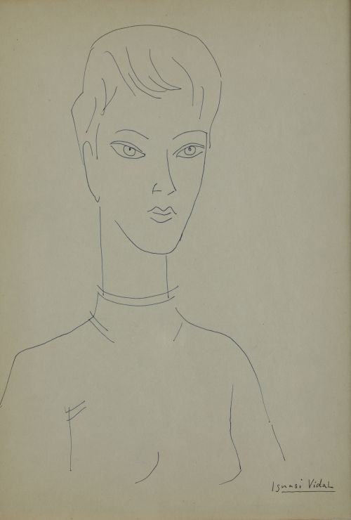 IGNASI VIDAL, "Retrato de joven", Tintas sobre papel