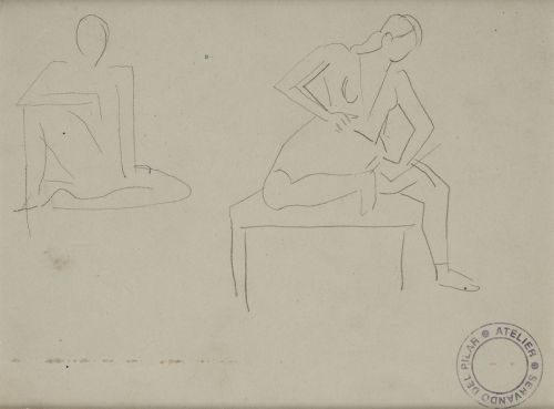 SERVANDO DEL PILAR, "Estudio de figura femenina", Lápiz sob