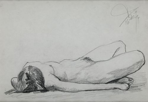ANÓNIMO, "Desnudo", 1974, Grafito sobre papel