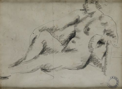 SERVANDO DEL PILAR, "Desnudo", Grafito sobre papel (anverso