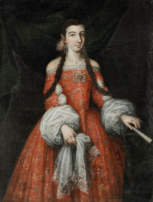 ESCUELA MADRILEÑA, "Retrato de dama", Óleo sobre lienzo