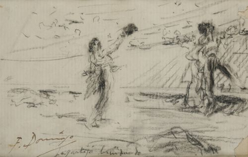 FRANCISCO DOMINGO Y MARQUÉS, "Lagartijo brindando", Carbonc