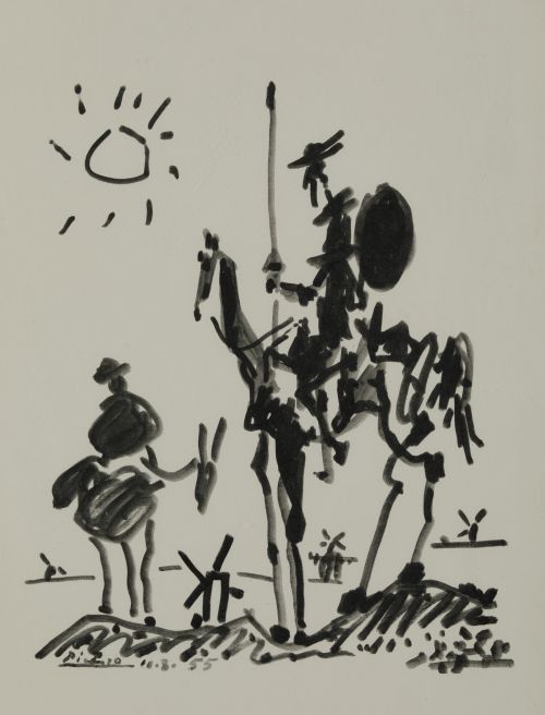 PABLO RUIZ PICASSO (DESPUES), "Don Quijote y Sancho", Litog