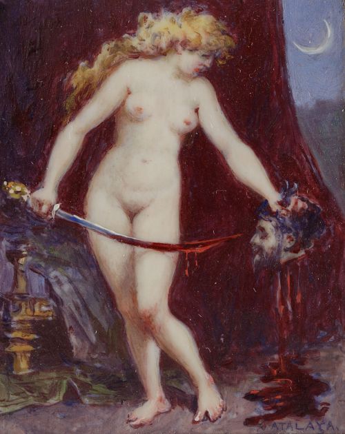 ENRIQUE ATALAYA, "Judit con la cabeza de Holofernes", Óleo