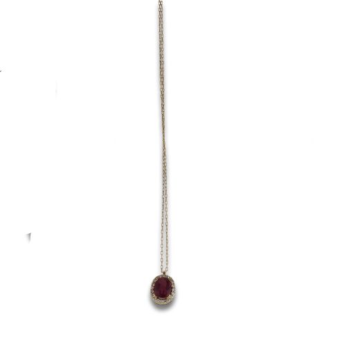 COLLAR DE ORO, CON RUBÍ Y DIAMANTES