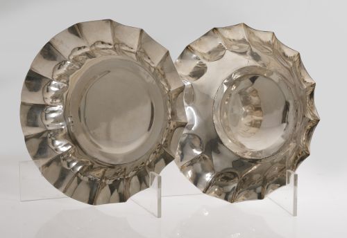 Dos paneras de plata española ley 916, S. XX
